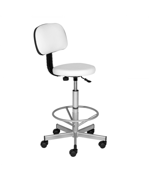 Стул мастера "АСТЕК" высокий хром с опорой для ног и спинкой